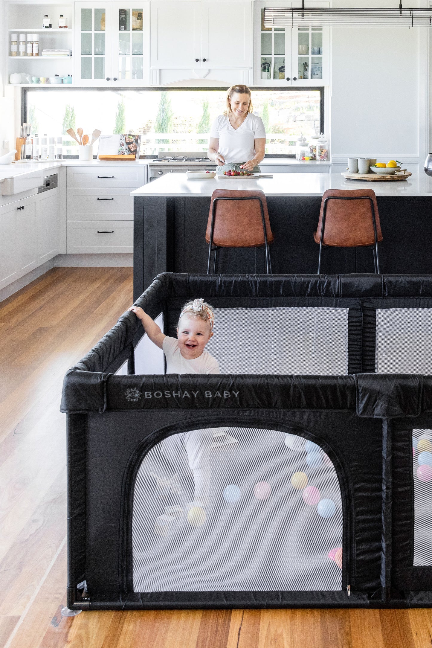 Black Baby Playpen 1.8m x 1.5m With Mat