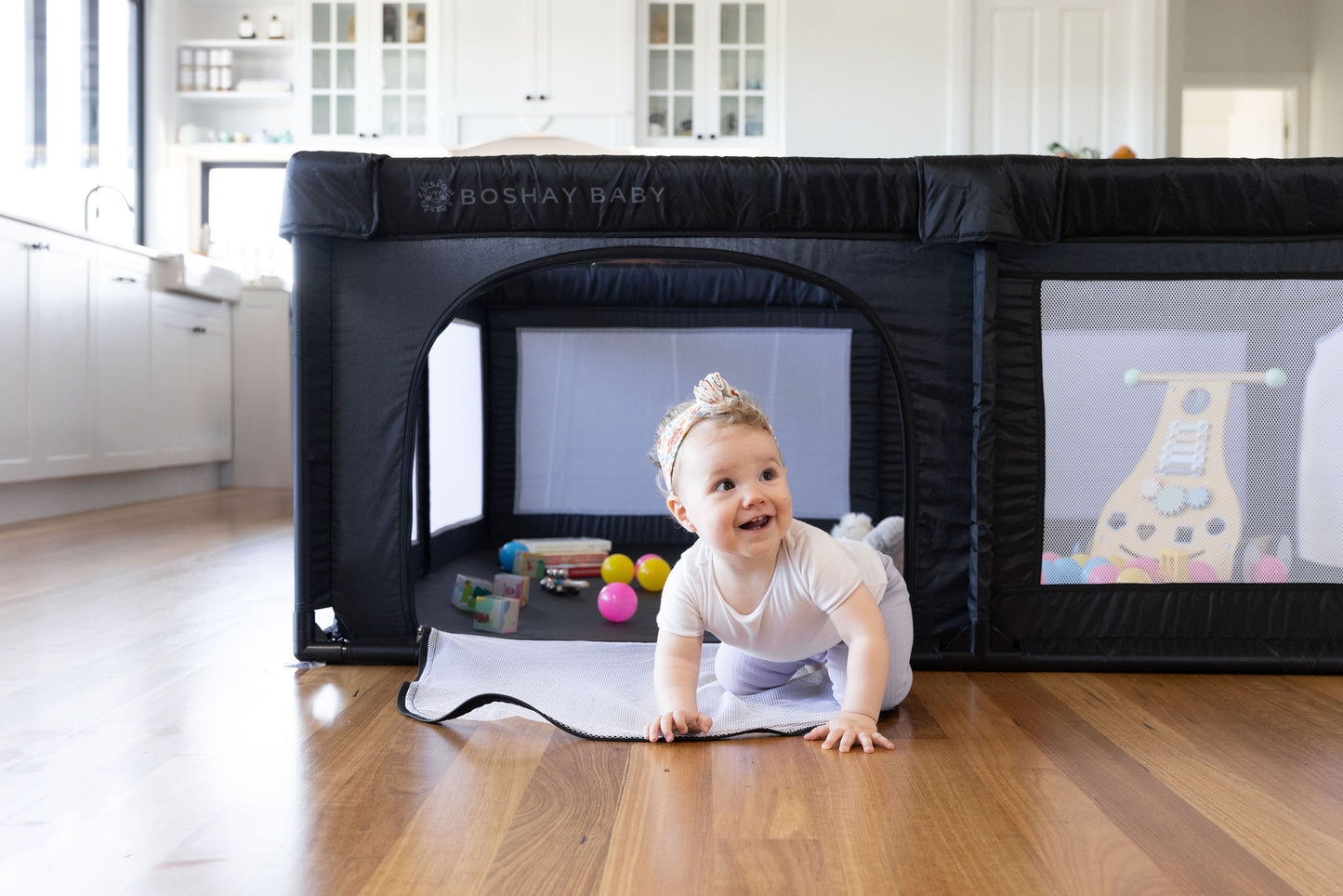 Black Baby Playpen 1.8m x 1.5m With Mat