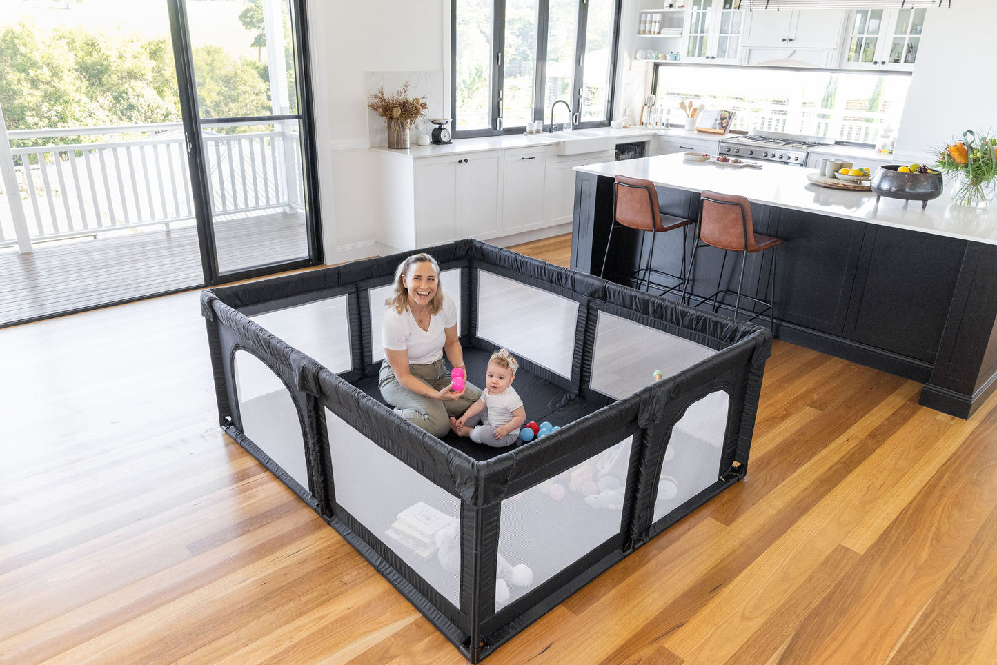 Black Baby Playpen 1.8m x 1.5m With Mat