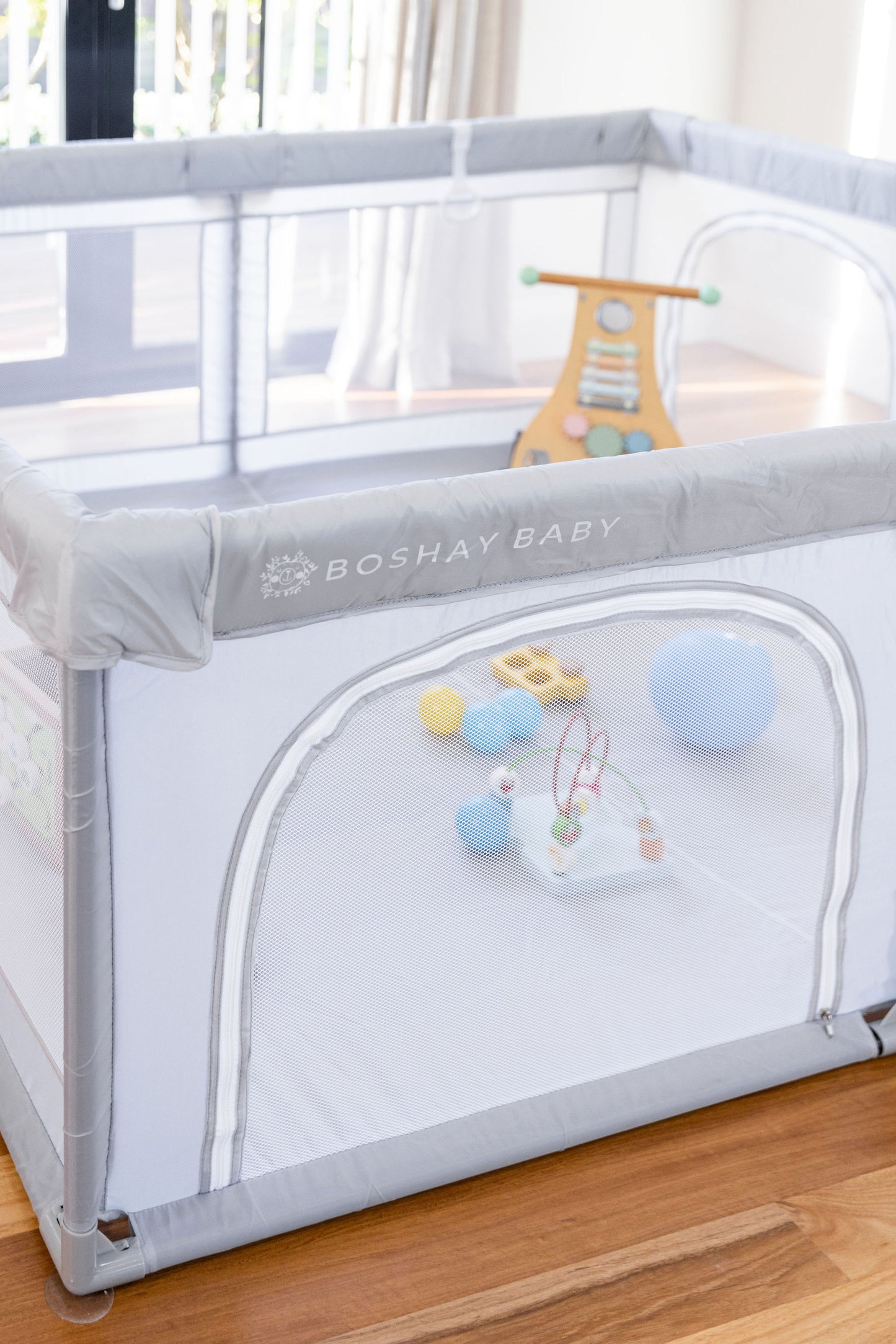 Grey Baby Playpen 1.8m x 1.5m With Mat