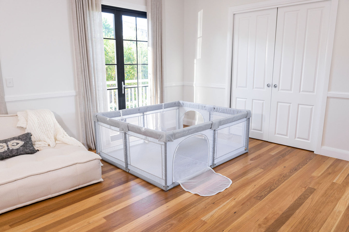 Grey Baby Playpen 1.8m x 1.5m With Mat