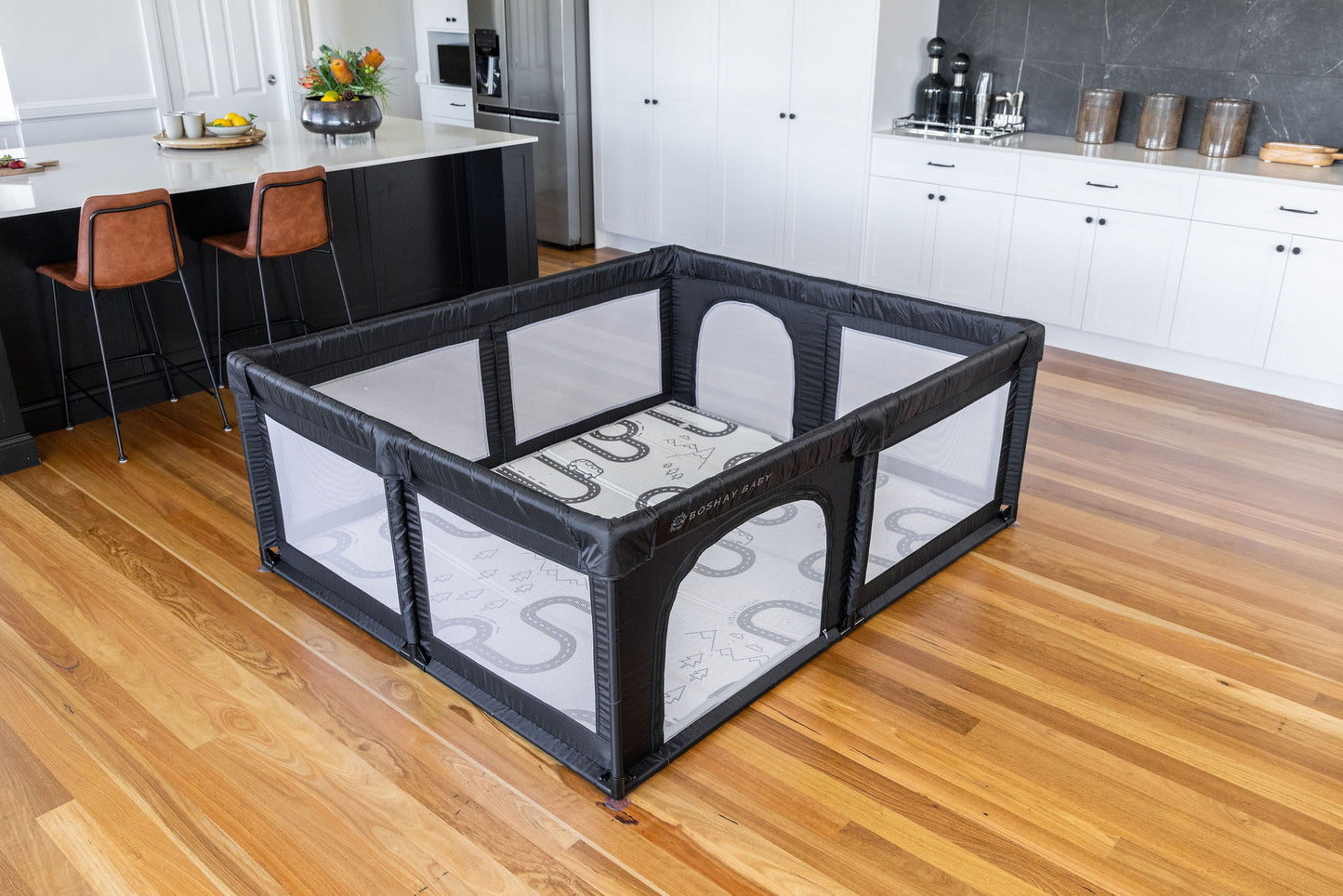 Black Baby Playpen 1.8m x 1.5m With Mat